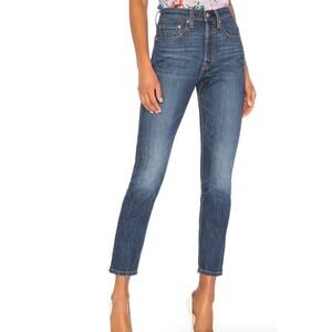 Levi's Womens 501 Slim Jeans 30 28S Neat Freak Dark Crop Ankle Button Fly Levis